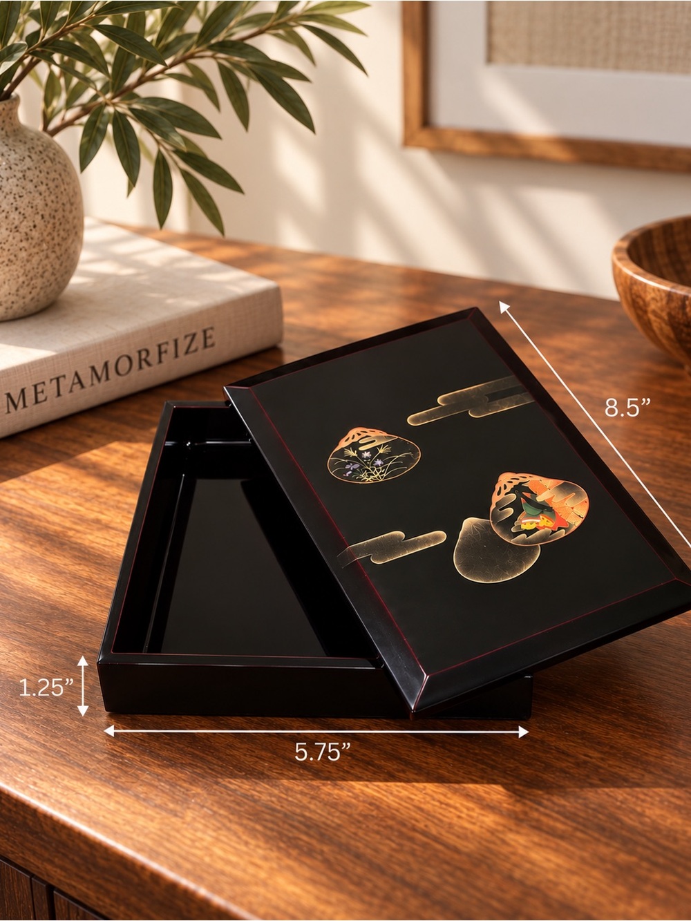 Japanese Black Lacquerware Stationery Box